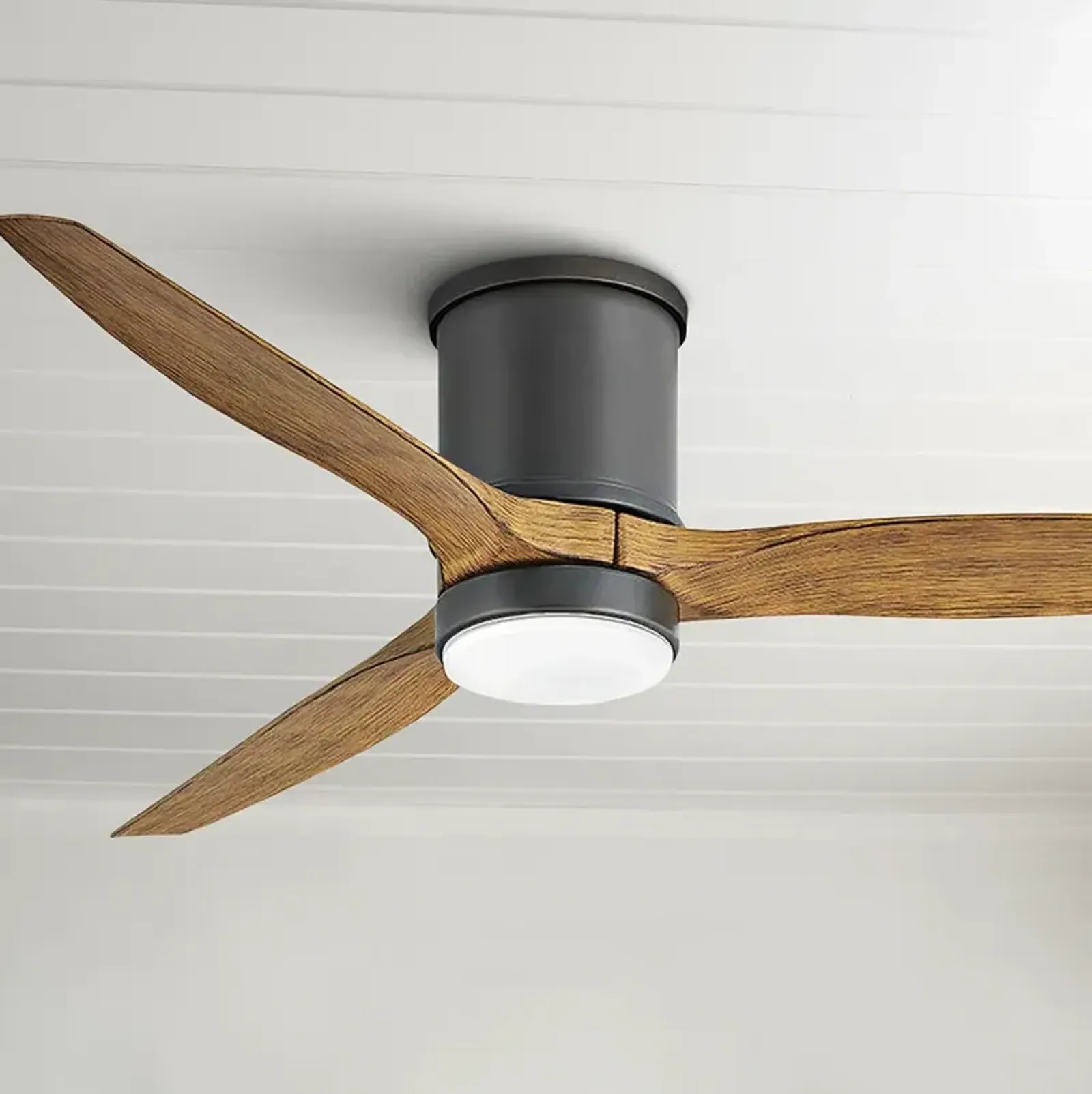 52" Hinkley Hover Matte Black Wet-Rated LED Hugger Smart Ceiling Fan