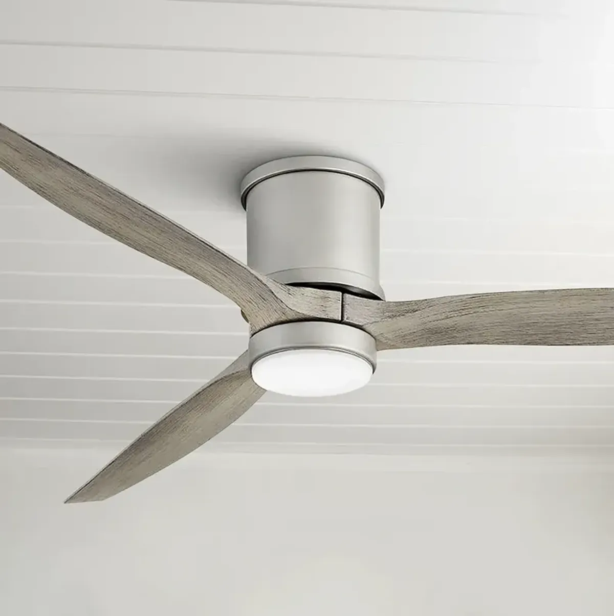 60" Hinkley Hover Brushed Nickel Wet LED Hugger Smart Ceiling Fan