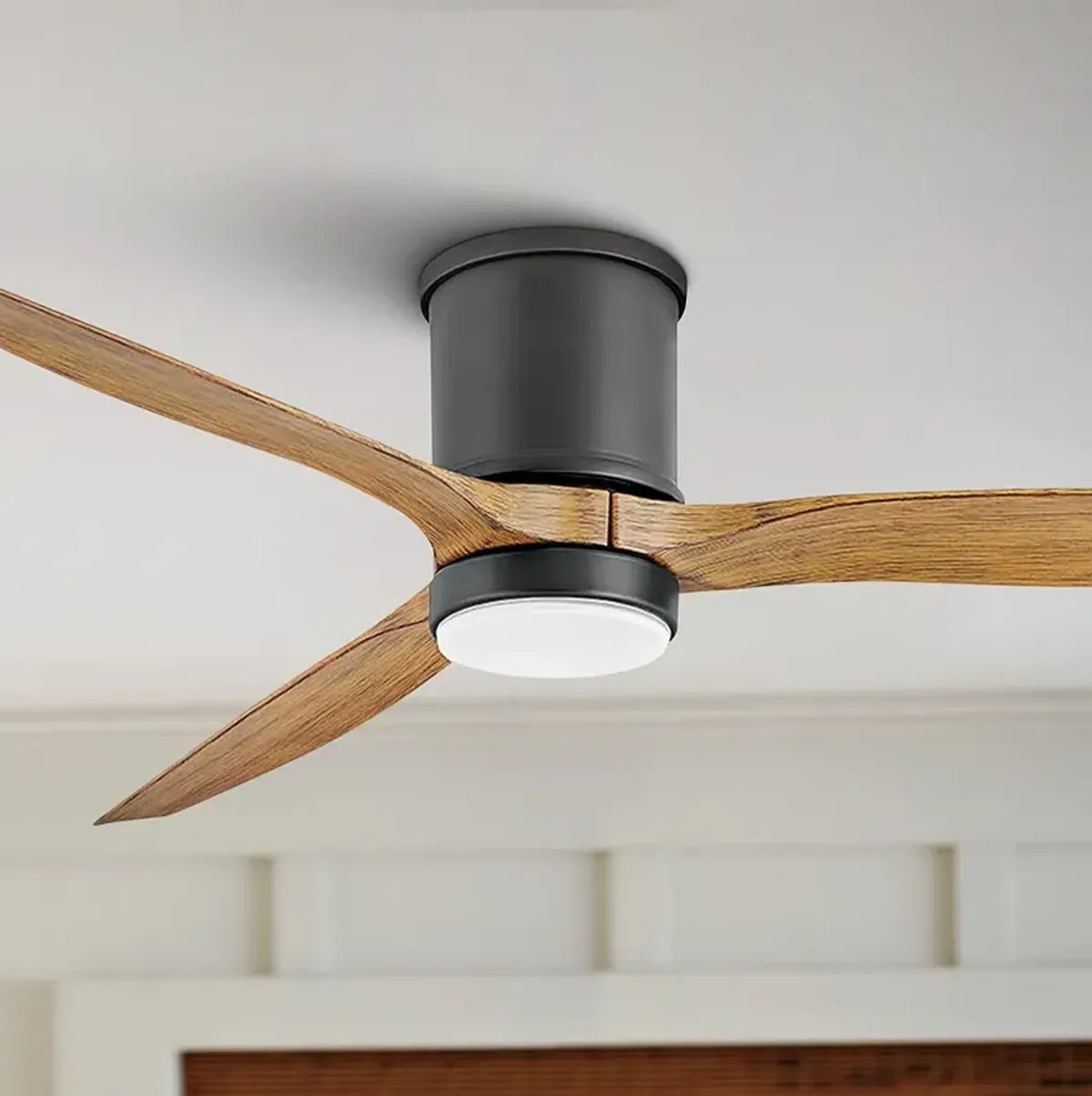 60" Hinkley Hover Matte Black Wet-Rated LED Hugger Smart Ceiling Fan