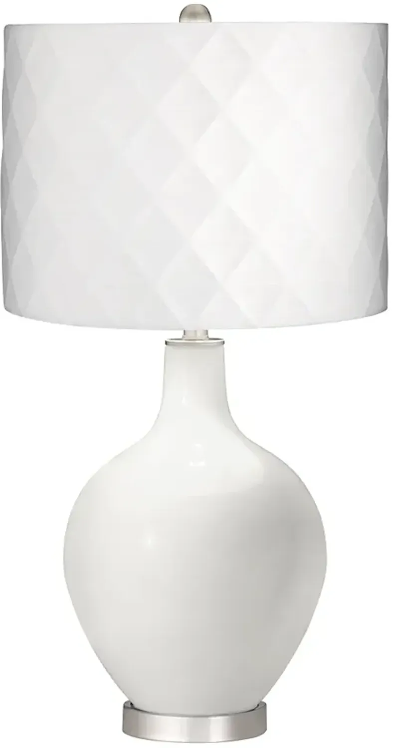 Winter White Off-White Diamond Shade Ovo Table Lamp