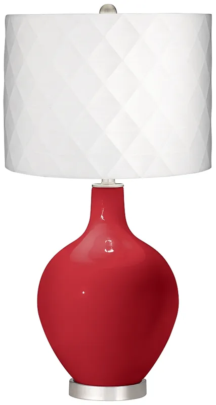 Color Plus Ovo 28 1/2" White Diamond Shade with Ribbon Red Table Lamp