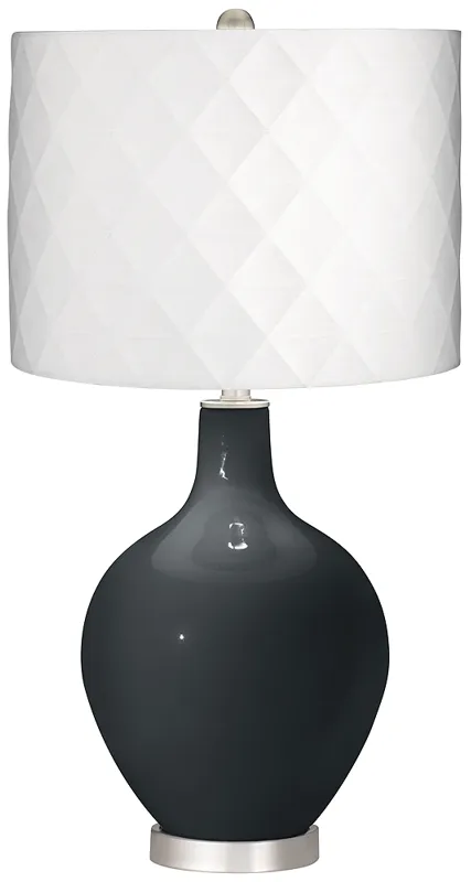 Black of Night Off-White Diamond Shade Ovo Table Lamp