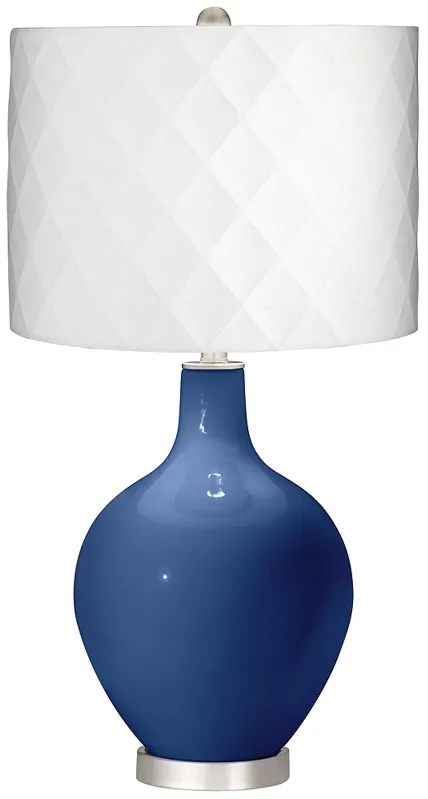 Monaco Blue Off-White Diamond Shade Ovo Table Lamp