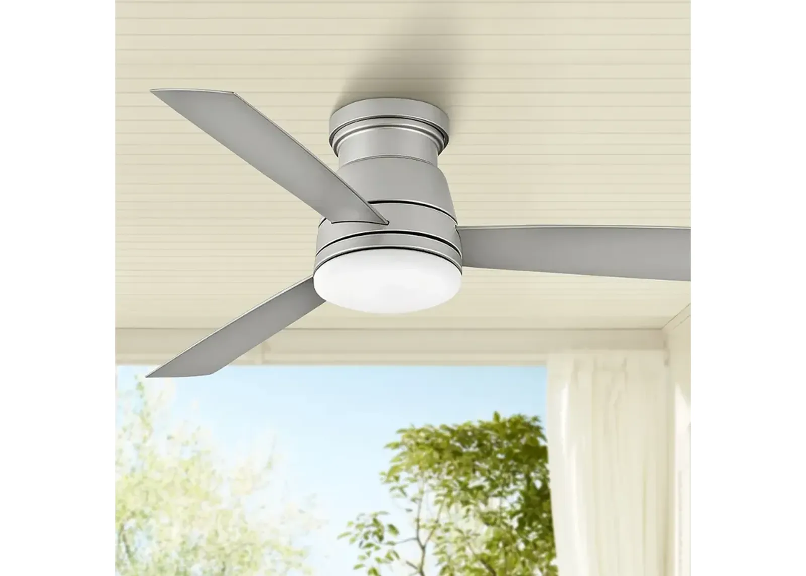 52" Hinkley Trey Brushed Nickel Wet Rated LED Hugger Ceiling Fan