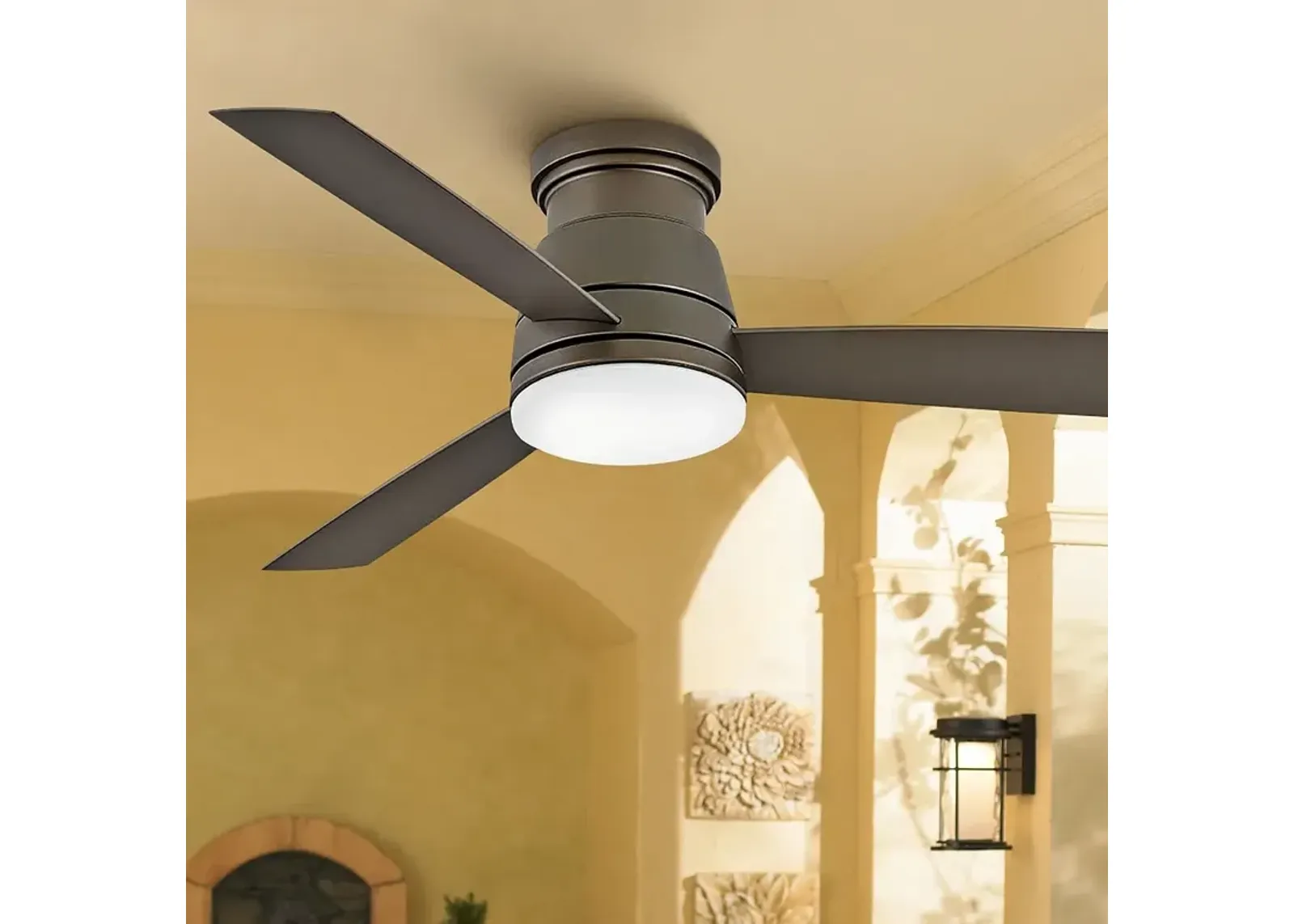 52" Hinkley Trey Metallic Matte Bronze Wet LED Hugger Ceiling Fan