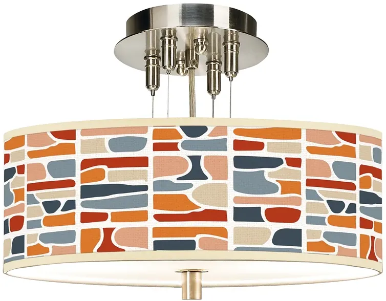 Retro Cobblestones Giclee 14" Wide Ceiling Light