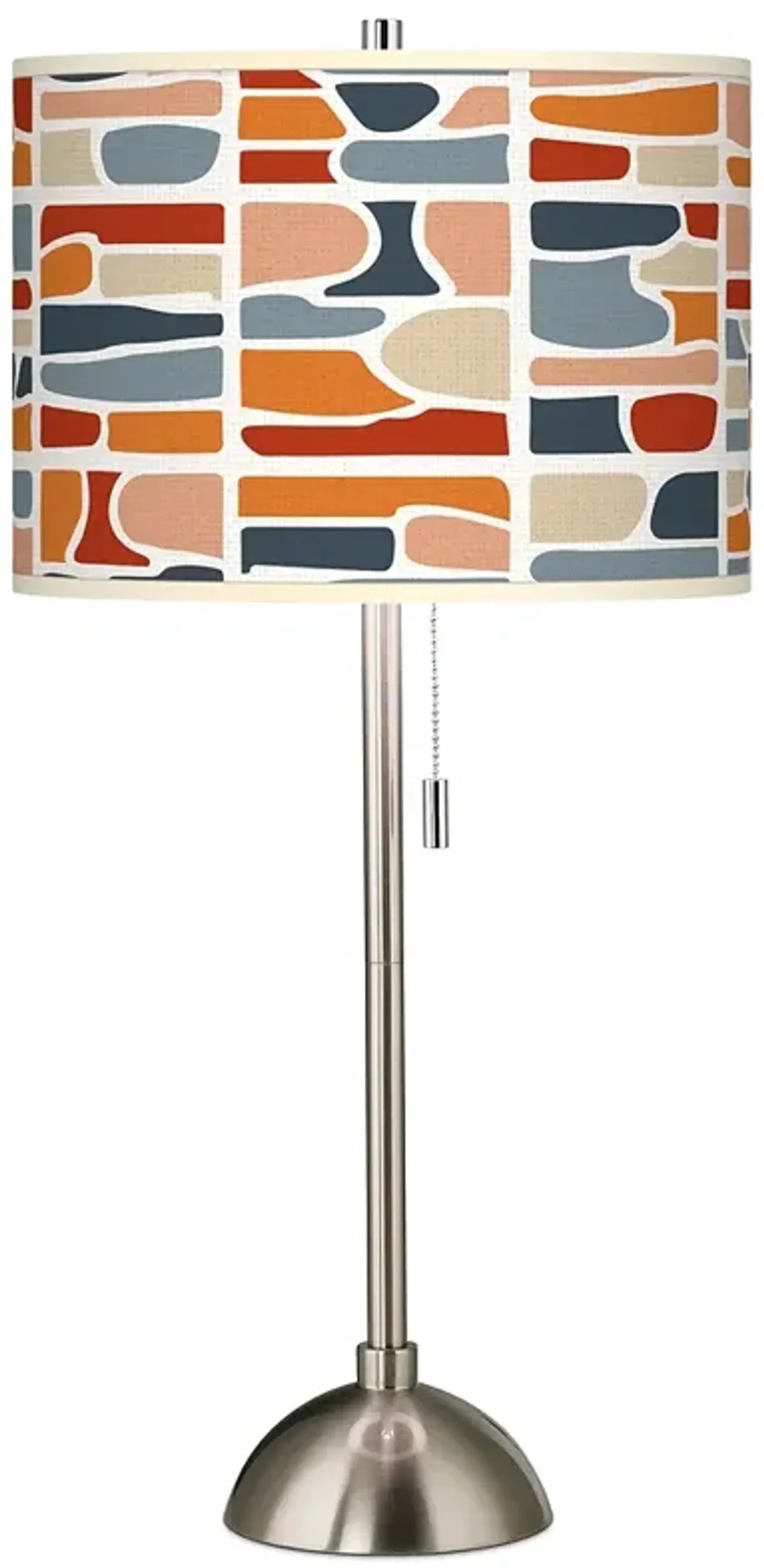 Retro Cobblestones Giclee Brushed Nickel Table Lamp