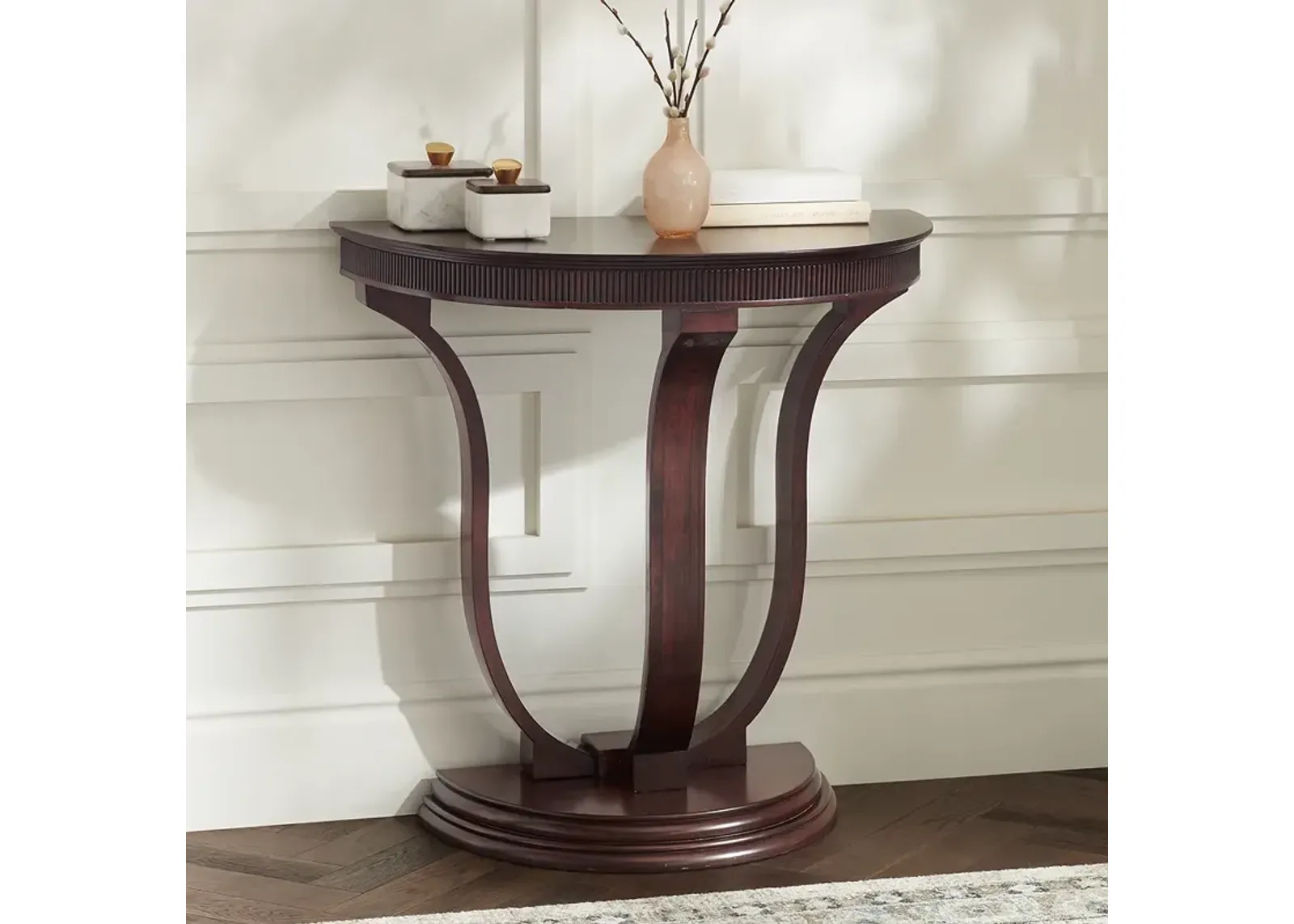 Saber 31" Wide Oak Wood Half-Round Console Table