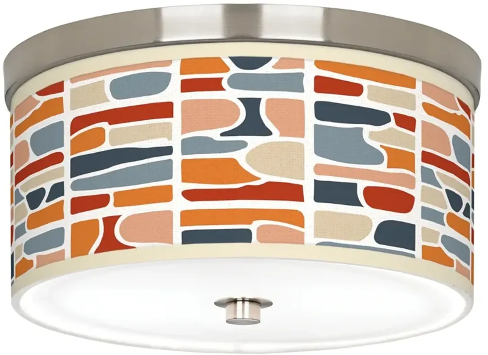 Retro Cobblestones Giclee Nickel 10 1/4" Wide Ceiling Light