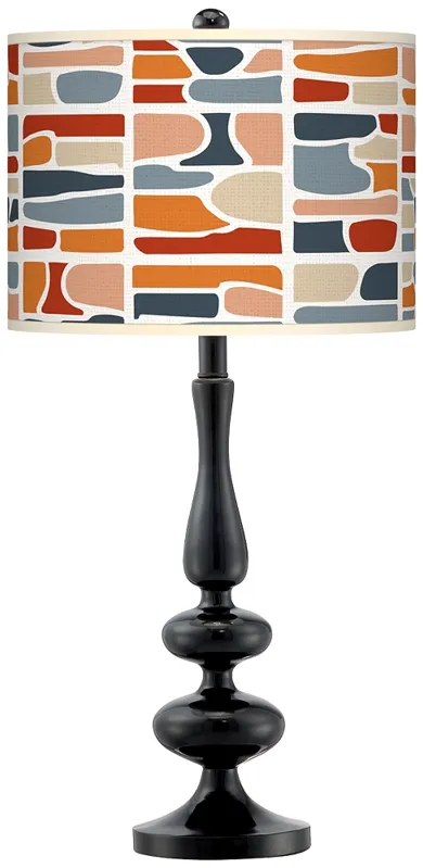 Retro Cobblestones Giclee Paley Black Table Lamp