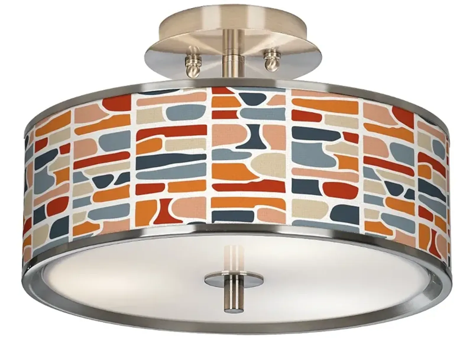 Giclee Glow 14" Wide Retro Cobblestones Shade Modern Ceiling Light