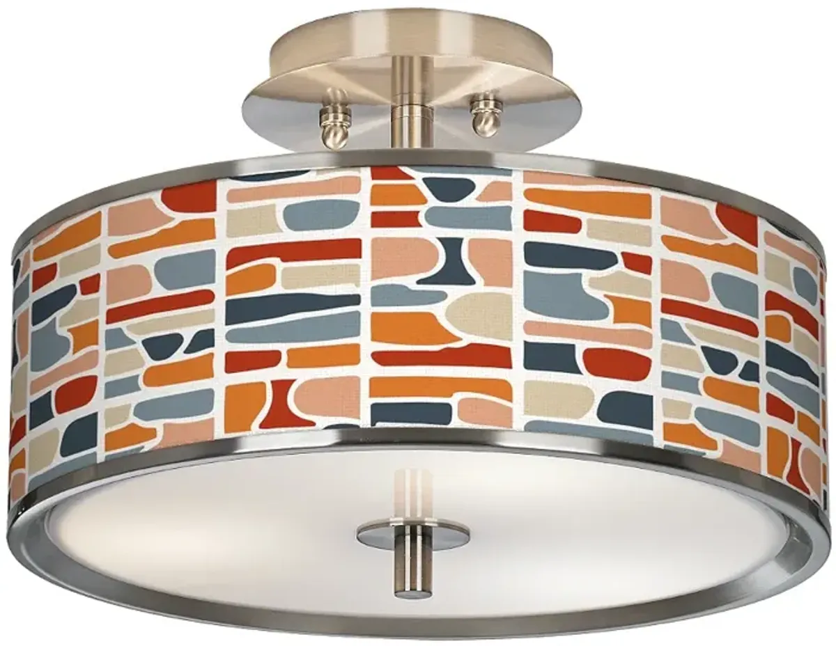 Giclee Glow 14" Wide Retro Cobblestones Shade Modern Ceiling Light