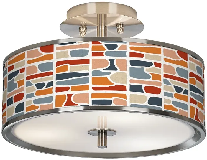 Giclee Glow 14" Wide Retro Cobblestones Shade Modern Ceiling Light