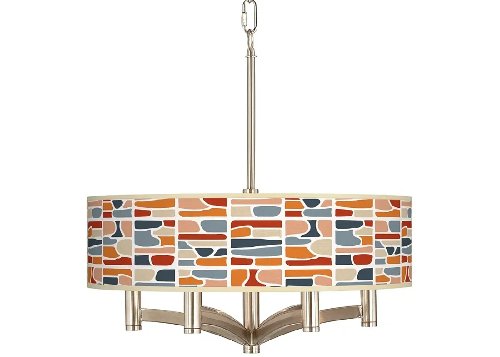 Retro Cobblestones Ava 6-Light Nickel Pendant Chandelier