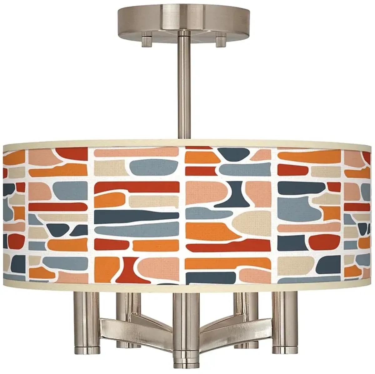 Retro Cobblestones Ava 5-Light Nickel Ceiling Light