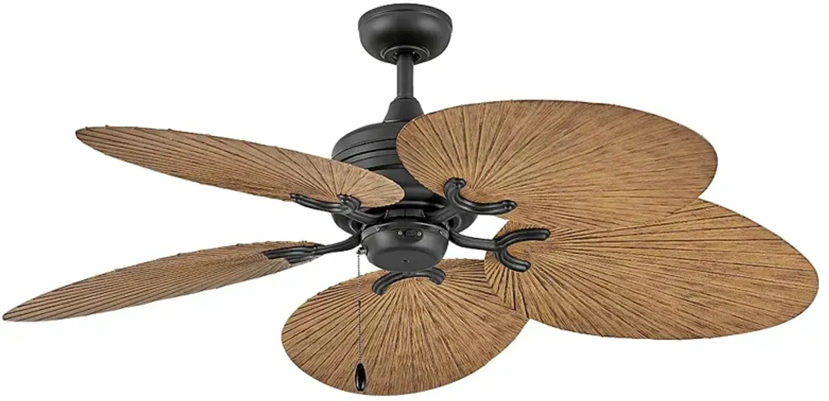 52" Hinkley Tropic Air Matte Black Wet Rated Pull Chain Ceiling Fan