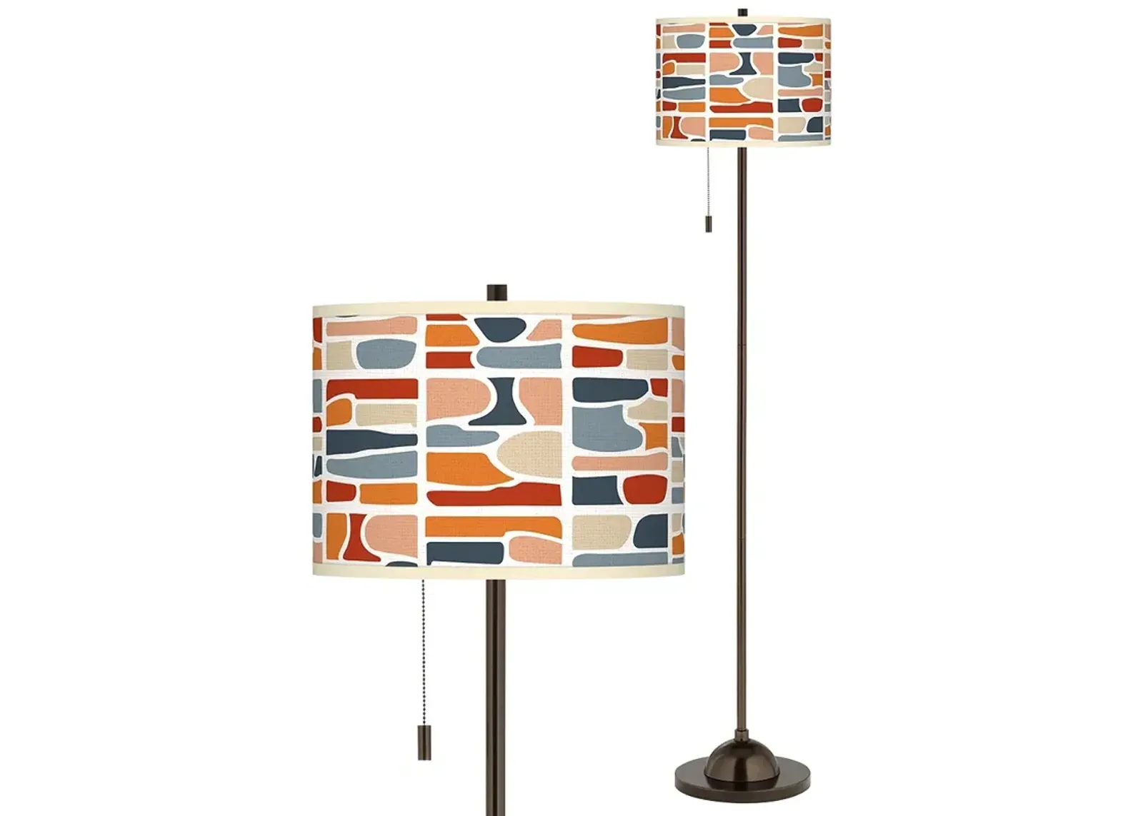 Retro Cobblestones Giclee Glow Bronze Club Floor Lamp