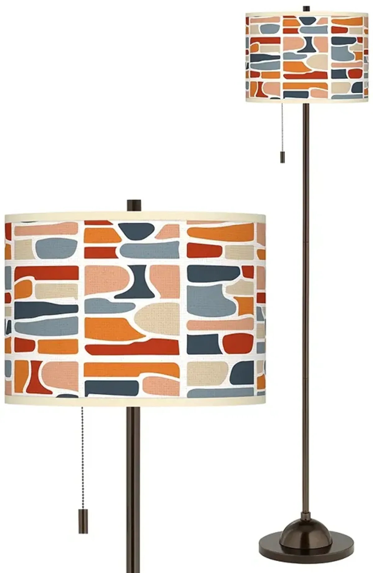 Retro Cobblestones Giclee Glow Bronze Club Floor Lamp