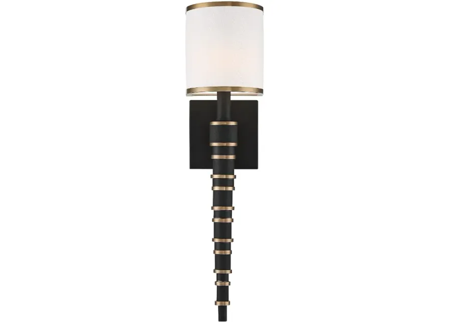 Crystorama Sloane 20"High Vibrant Gold Black Forged Wall Sconce