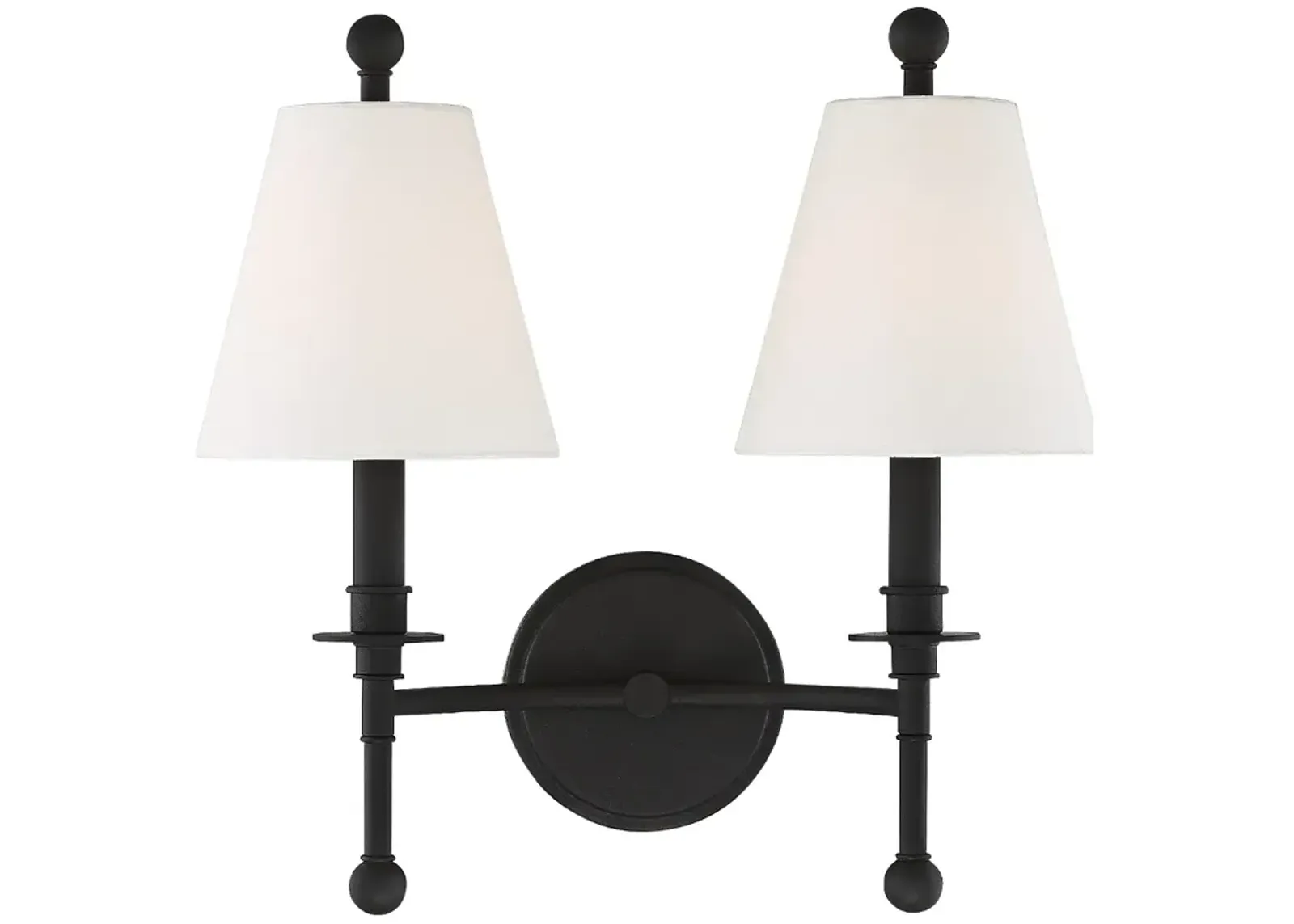 Crystorama Riverdale 14 1/2"H Black Forged 2-Light Wall Sconce