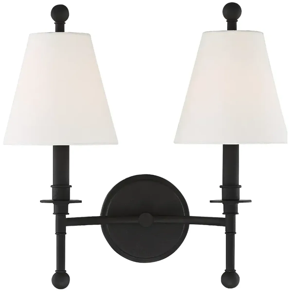 Crystorama Riverdale 14 1/2"H Black Forged 2-Light Wall Sconce