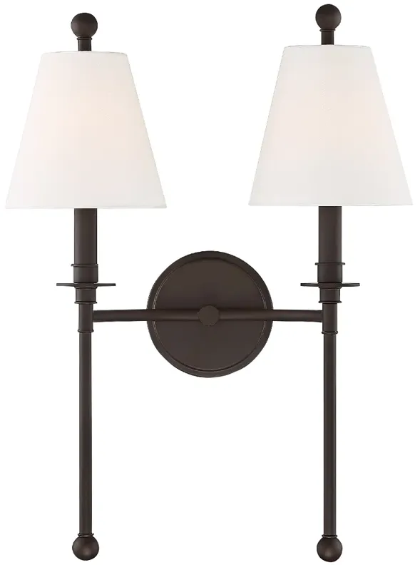 Crystorama Riverdale 14 1/2"H Dark Bronze 2-Light Wall Sconce