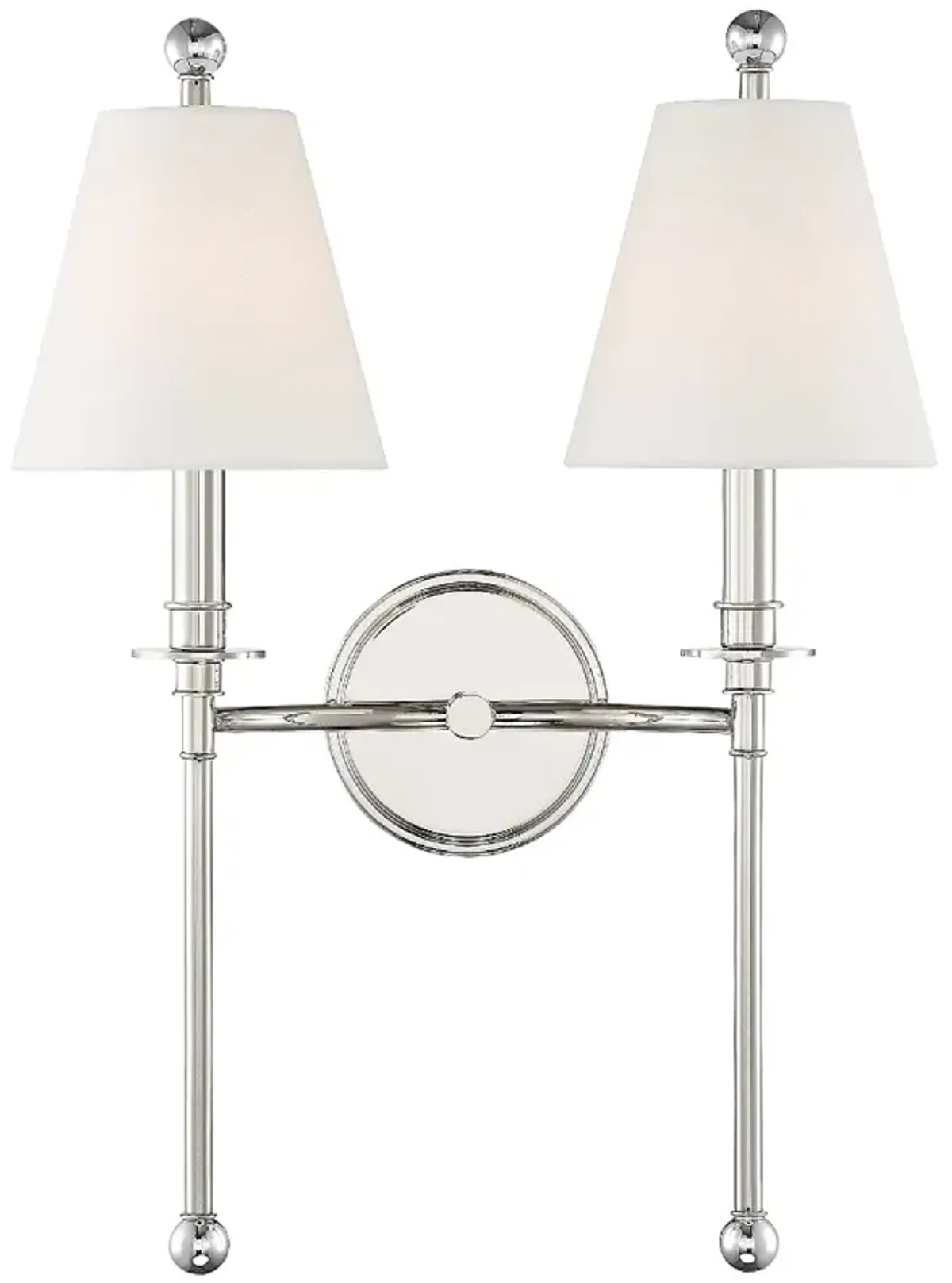 Crystorama Riverdale 14 1/2"H Polished Nickel 2-Light Wall Sconce