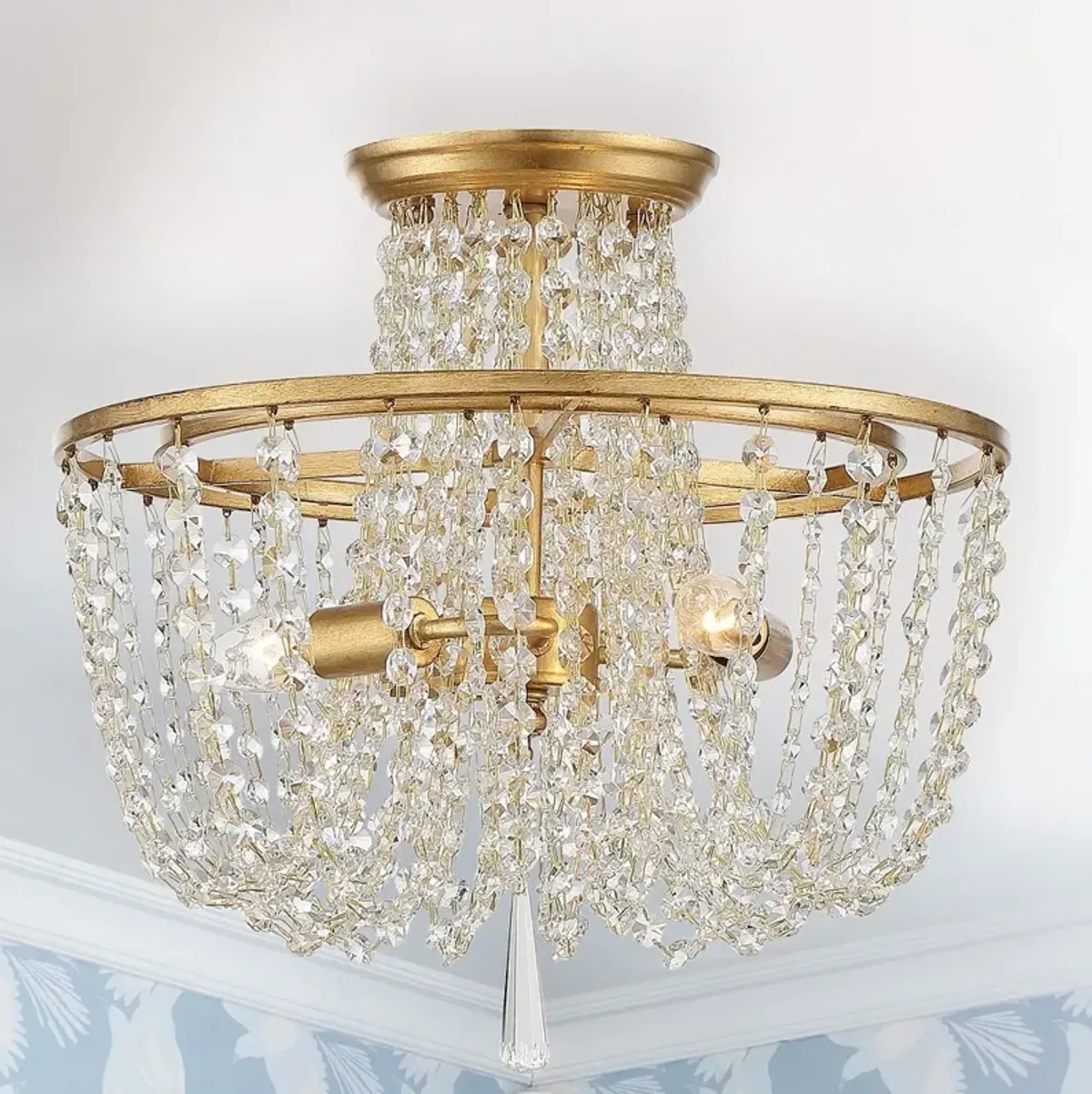 Crystorama Arcadia 15" Wide Antique Gold Ceiling Light