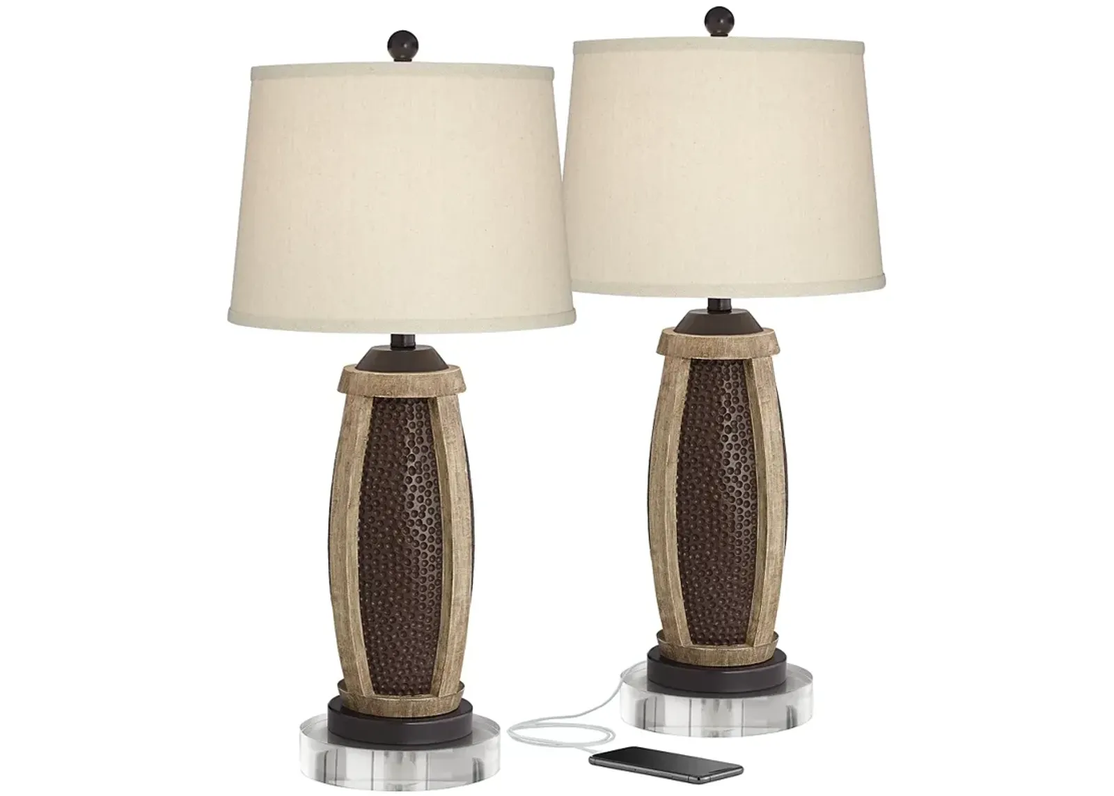 John Timberland Parker 28 1/2" Bronze USB Lamps with Acrylic Risers