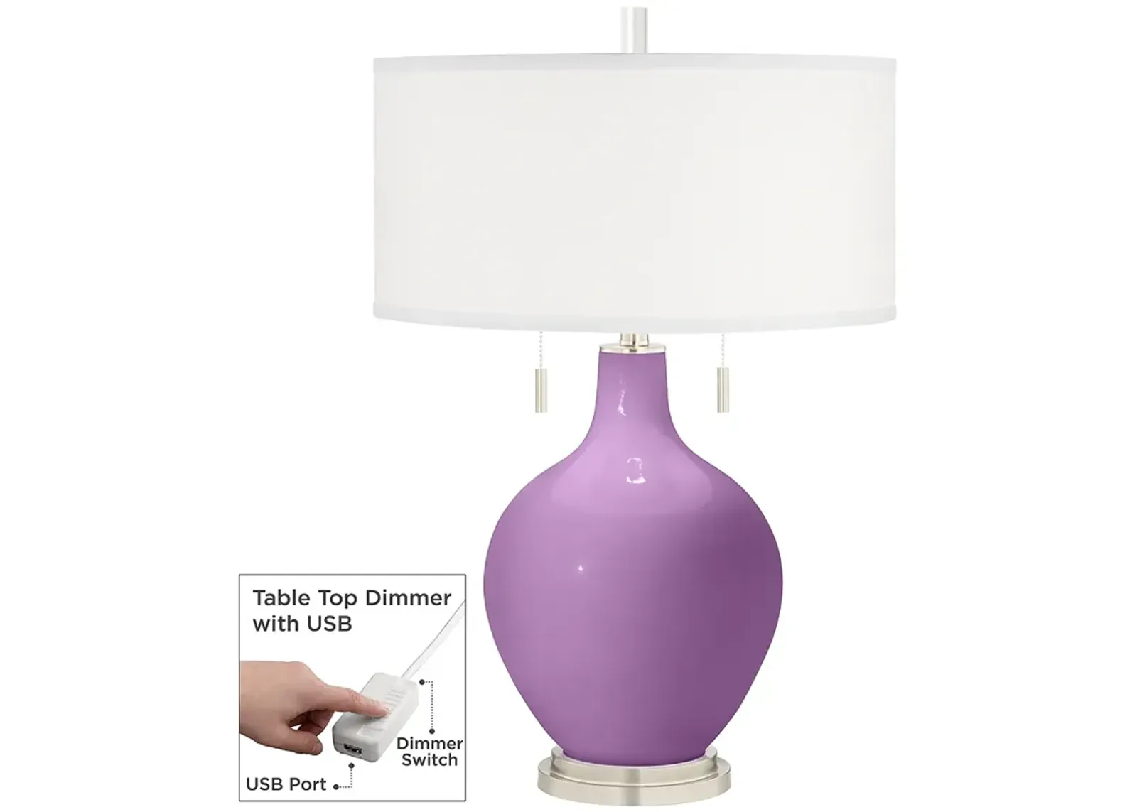 African Violet Toby Table Lamp with Dimmer