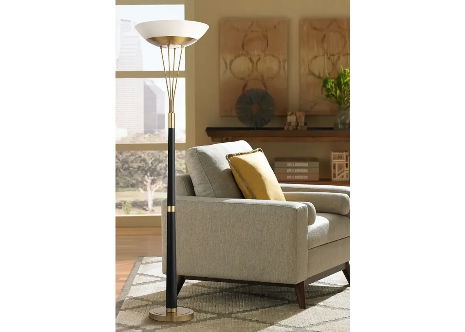 Possini Euro Ventura 75" Brass Light Blaster Torchiere Floor Lamp