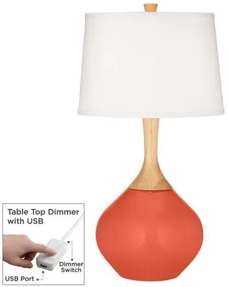 Daring Orange Wexler Table Lamp with Dimmer