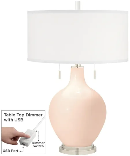 Linen Toby Table Lamp with Dimmer