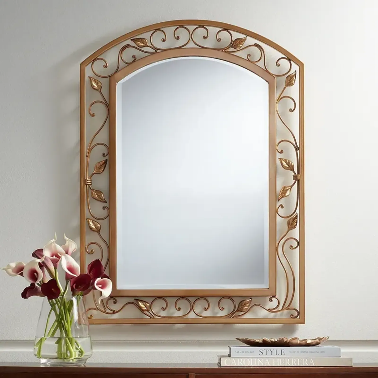 Noble Park 25" x 34" Eden Park  Gold Arch Top Wall Mirror