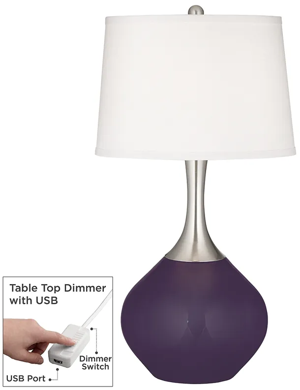 Quixotic Plum Spencer Table Lamp with Dimmer