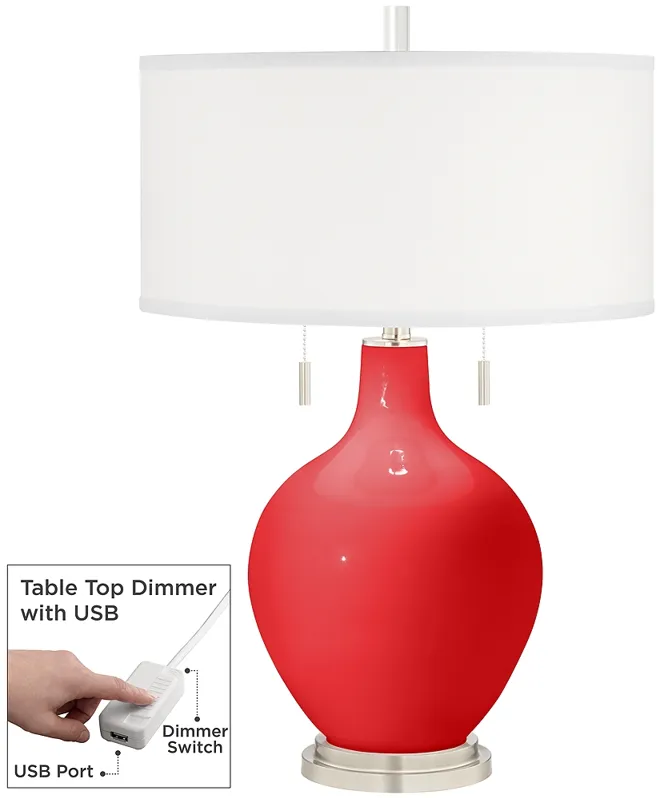 Poppy Red Toby Table Lamp with Dimmer