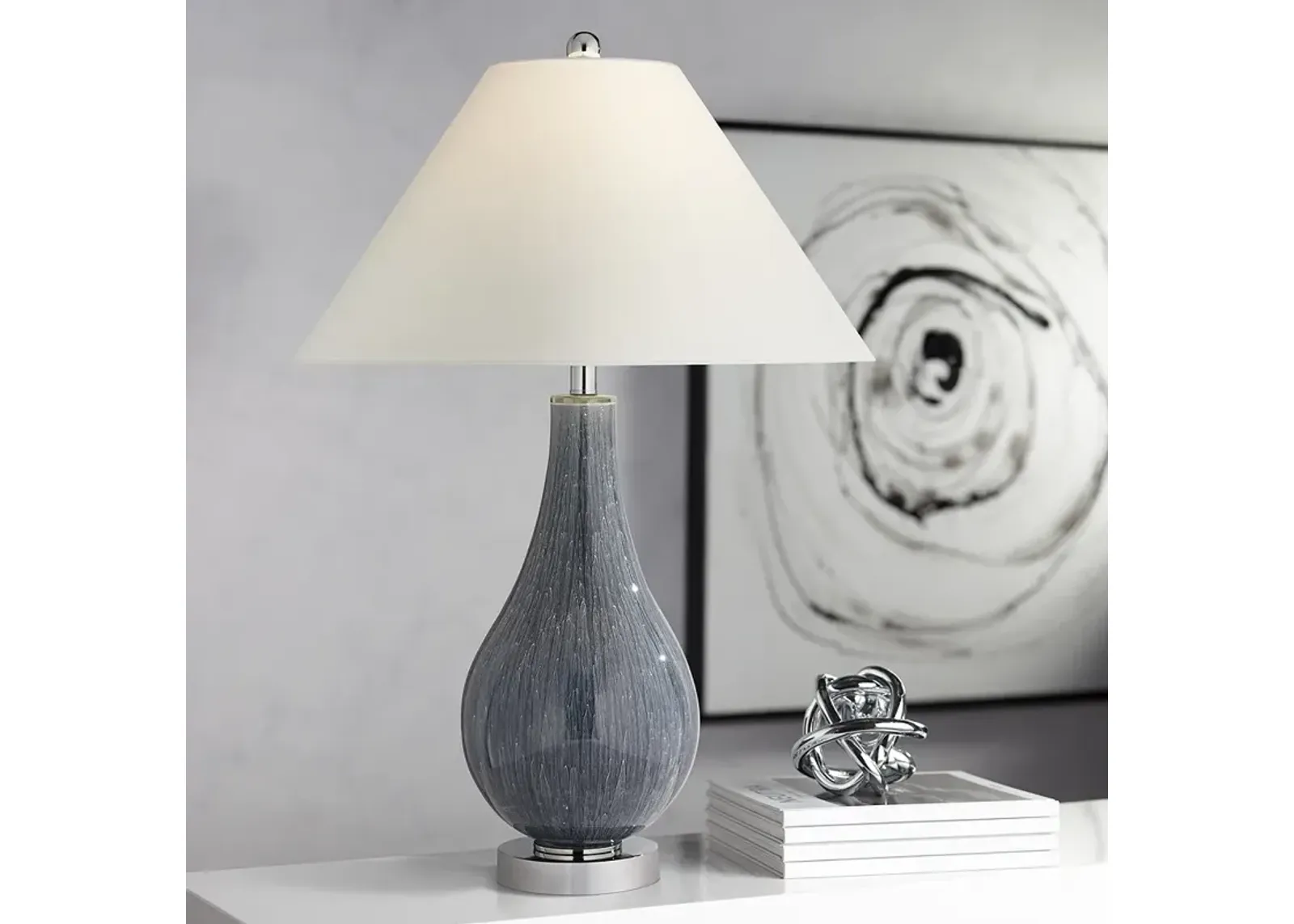 Possini Euro 30" High Gray Art Glass Vase USB Table Lamp