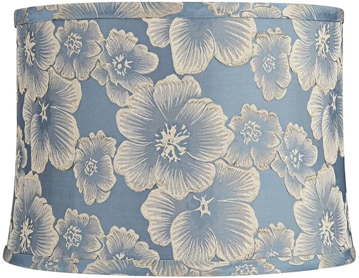 Springcrest Abbi Blue Camellia Floral Pattern Drum Shade 13x14x10 (Spider)