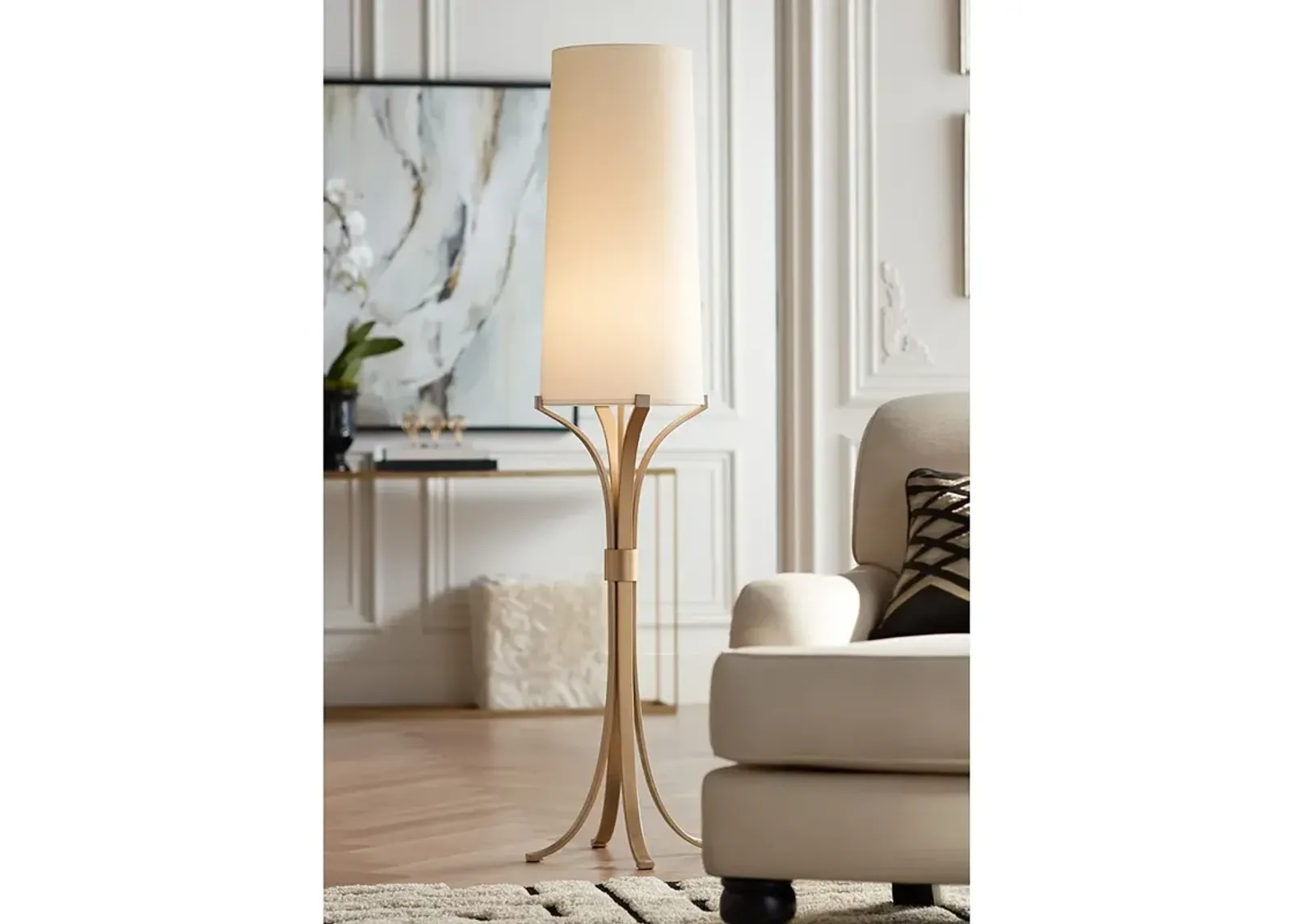 Pacific Coast Lighting 64" Modern 4-Leg Soft Gold Floor Lamp