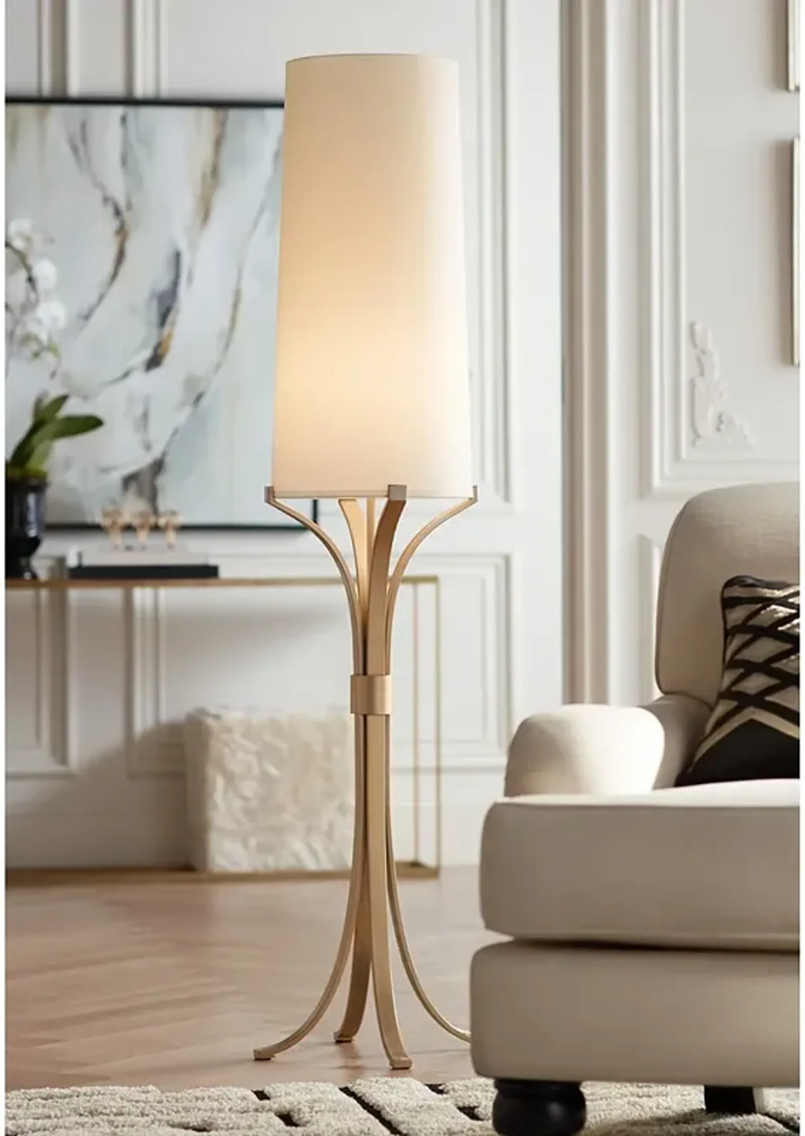 Pacific Coast Lighting 64" Modern 4-Leg Soft Gold Floor Lamp