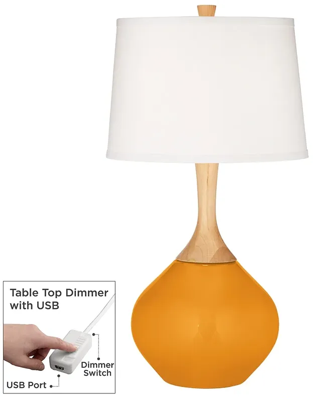 Color Plus Wexler 31" High Carnival Orange Table Lamp with USB Dimmer