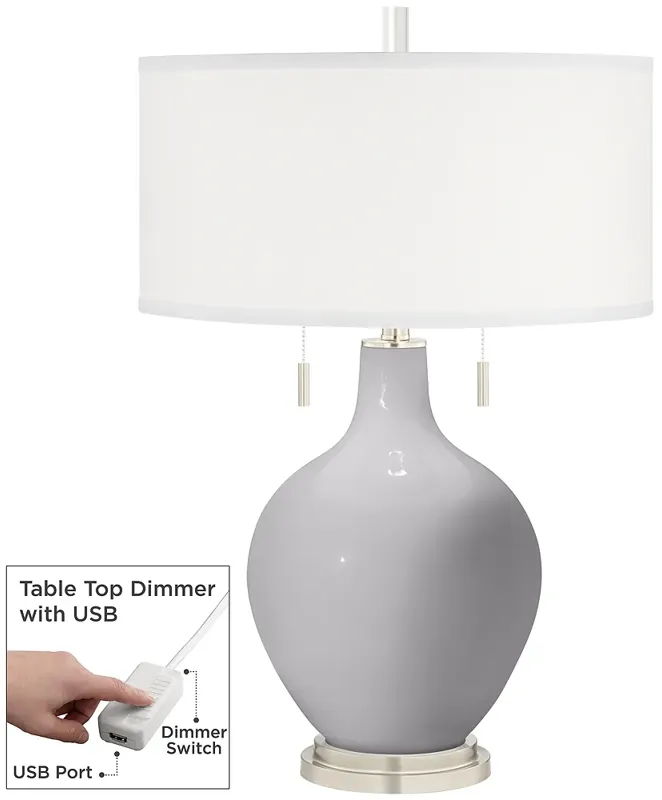 Swanky Gray Toby Table Lamp with Dimmer