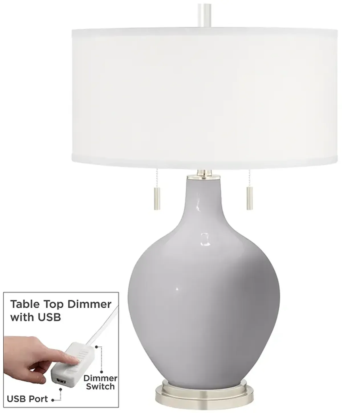 Swanky Gray Toby Table Lamp with Dimmer