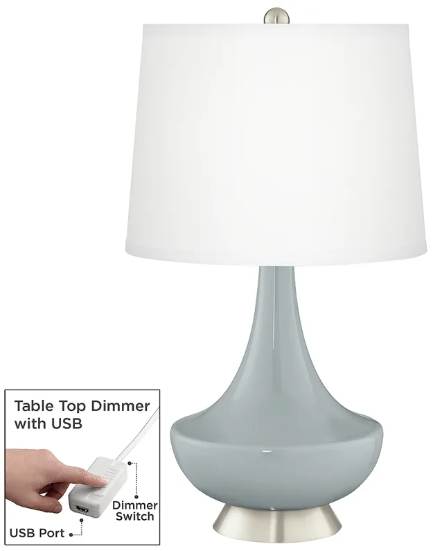 Uncertain Gray Gillan Glass Table Lamp with Dimmer