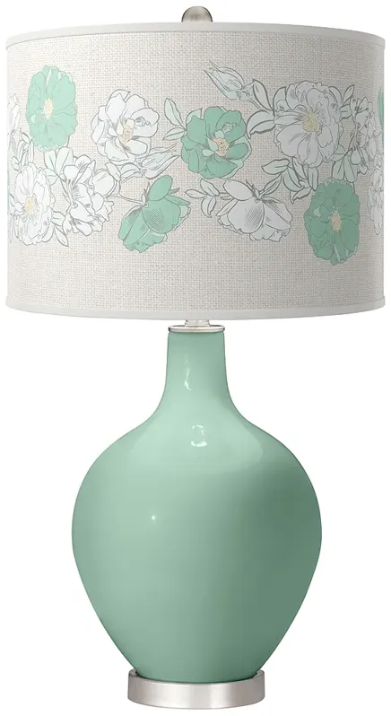 Grayed Jade Rose Bouquet Ovo Table Lamp