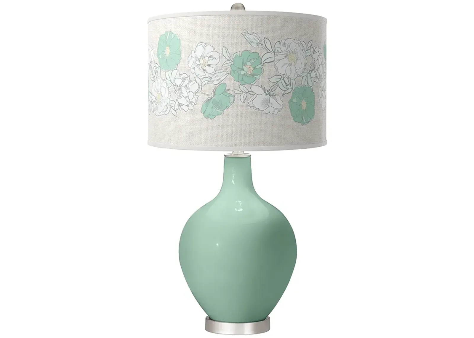 Grayed Jade Rose Bouquet Ovo Table Lamp