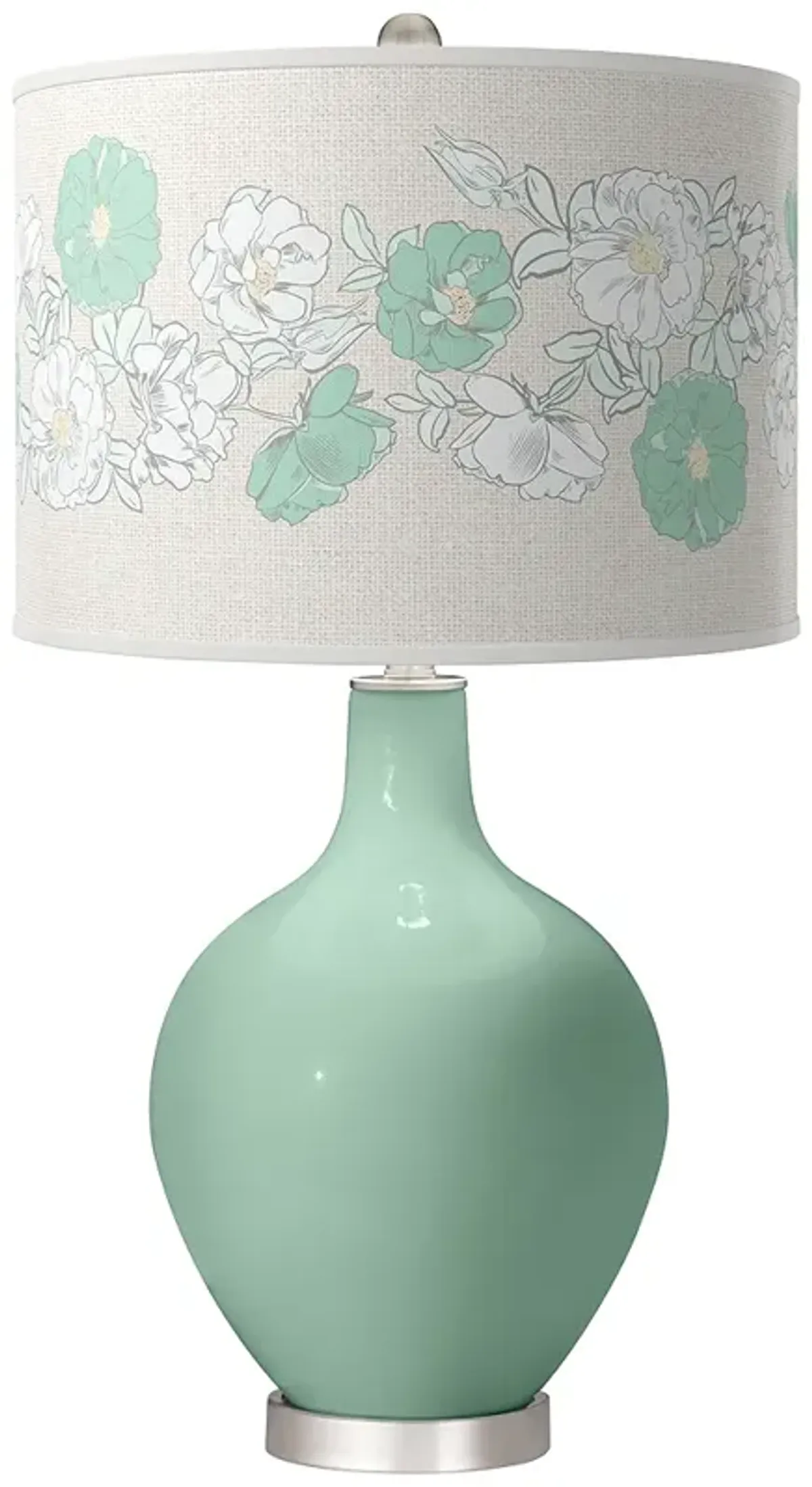 Grayed Jade Rose Bouquet Ovo Table Lamp