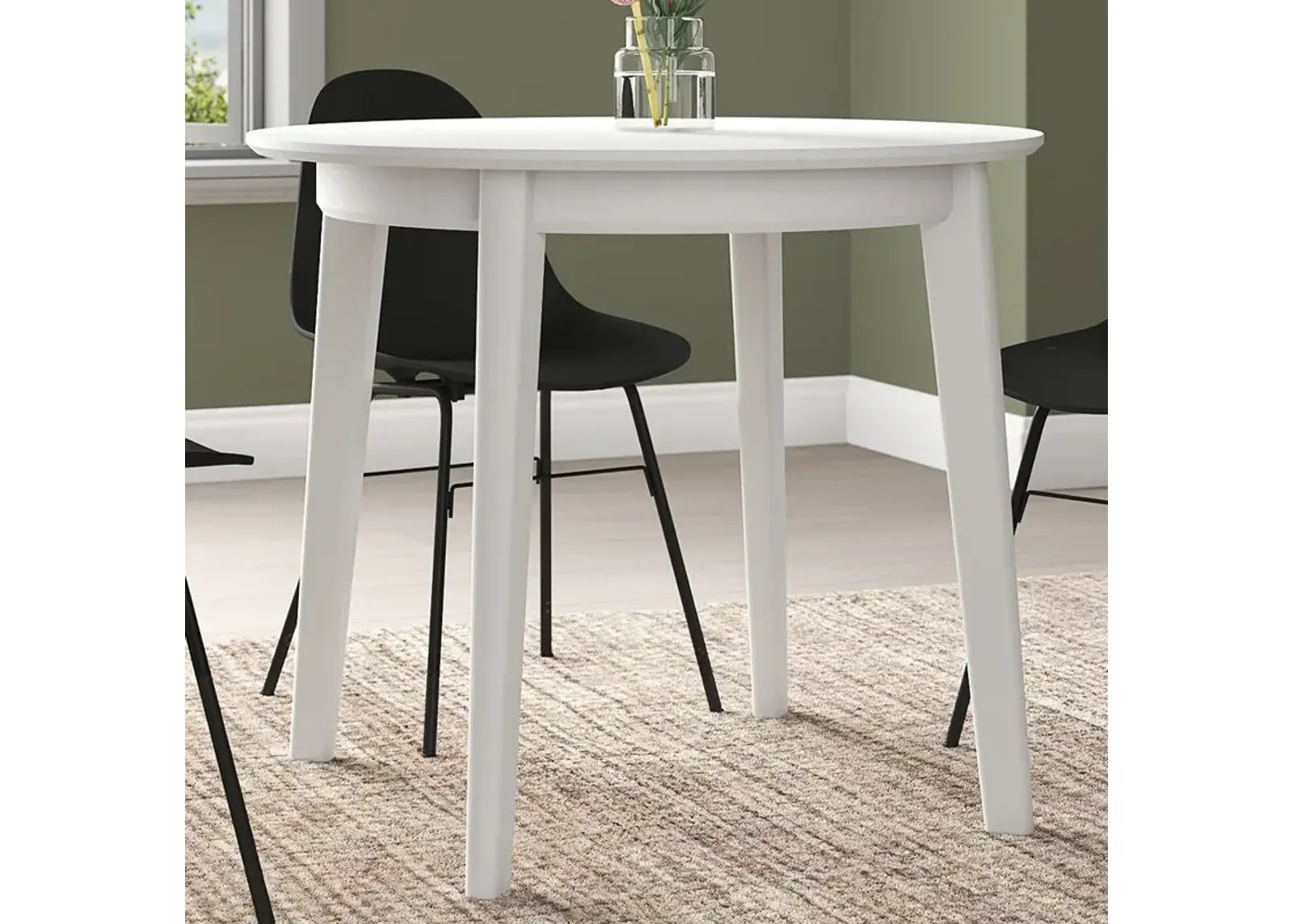 Atle 35 3/4"W Painted Matte White Wood Round Dining Table