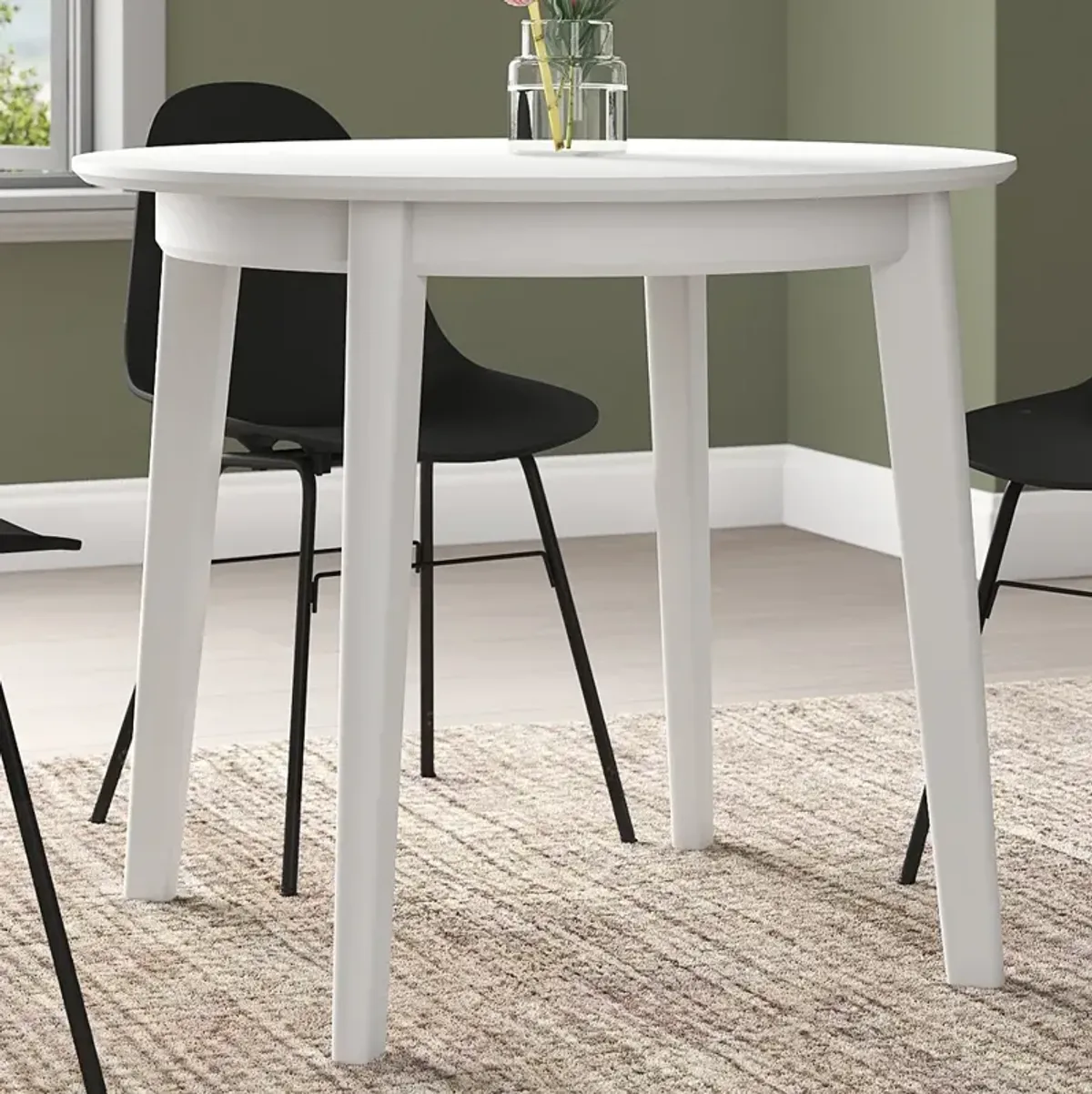 Atle 35 3/4"W Painted Matte White Wood Round Dining Table