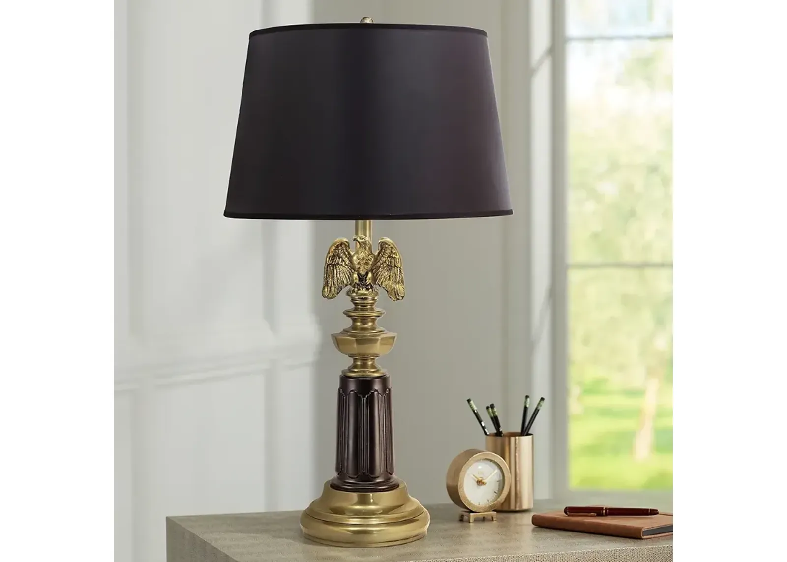 Stiffel Eagle 30" Matte Black and Brushed Brass Table Lamp